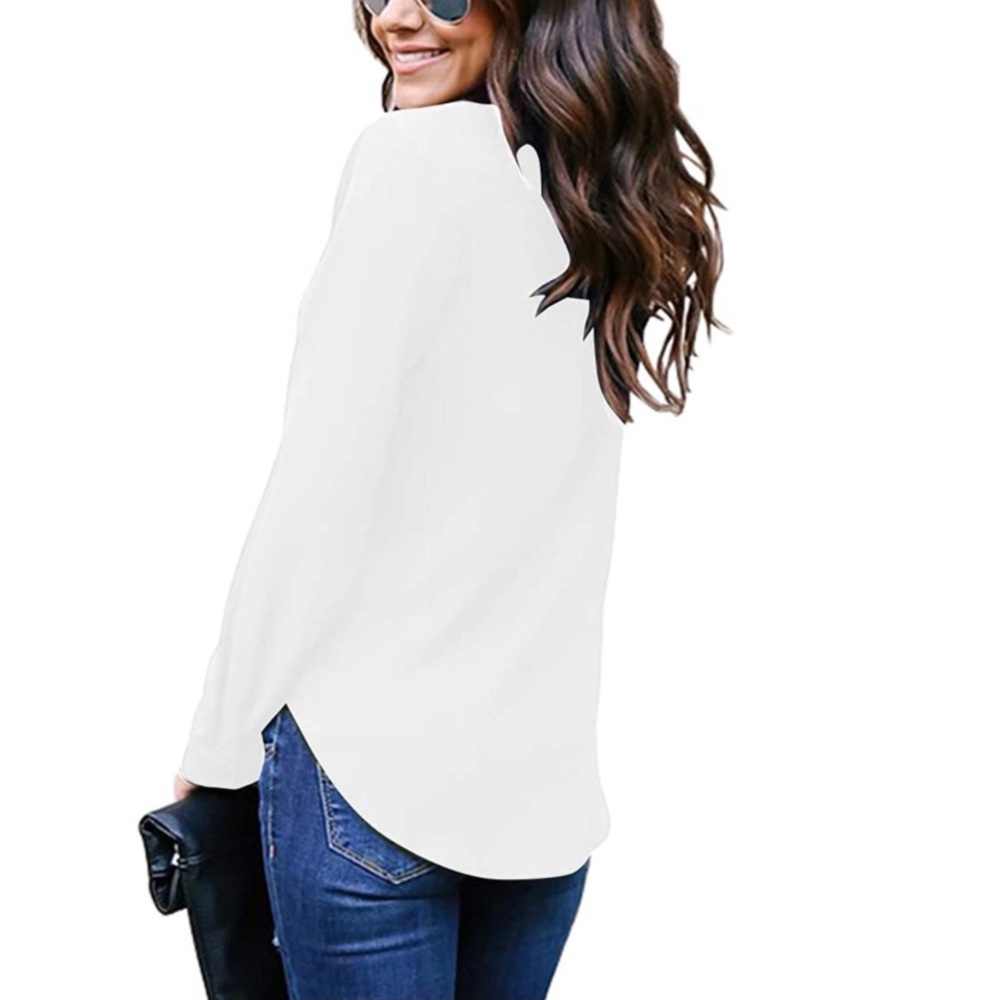 Women’s White Tie-Neck Blouse - Picture 4 of 5